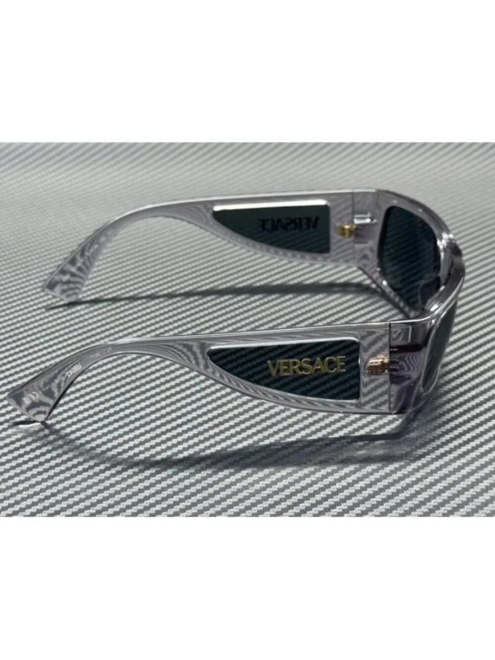 New Versace Men Transparent Grey Sunglasses 57-16-135